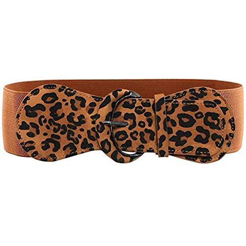 ALAIX Women s Stretchy Belt for Dresses Jumpsuit Coat Belt Vintage Elastic Wide Waist Belt Waistband Leopard