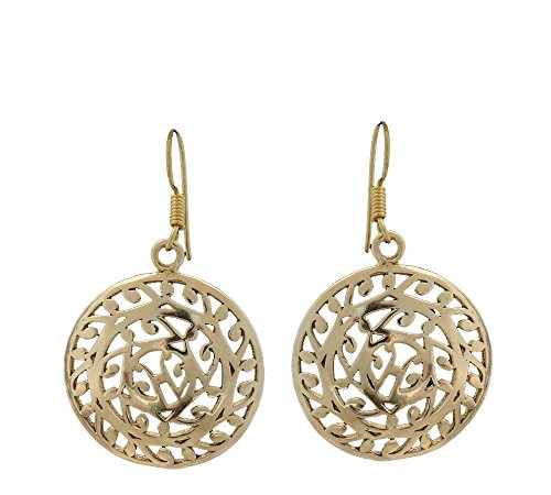 925SilverCollection Antique Designer Boho Tribal Fashion Brass Dangle Earrings For Girls Jewelry