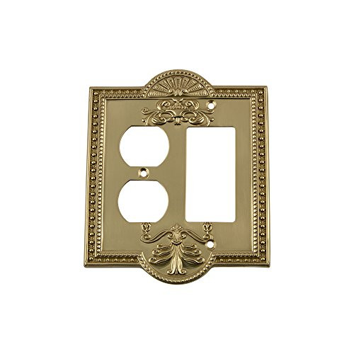 Nostalgic Warehouse 719936 Meadows Switch Plate with Rocker and Outlet, Polished Brass