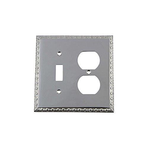 Nostalgic Warehouse 719911 Egg & Dart Switch Plate with Toggle and Outlet Bright Chrome