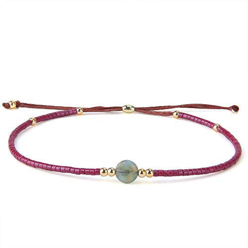 KELITCH New Miyuki Beaded Friendship Bracelets Womens Bohemian Adjustable Wrap Bracelet Bangle Crystal Agate Bracelets   Red B