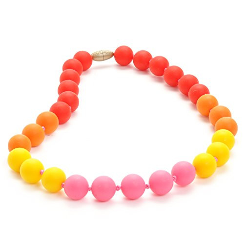 Juniorbeads by Chewbeads Bleecker Jr. Necklace, 100% Safe Silicone - Punchy Pink