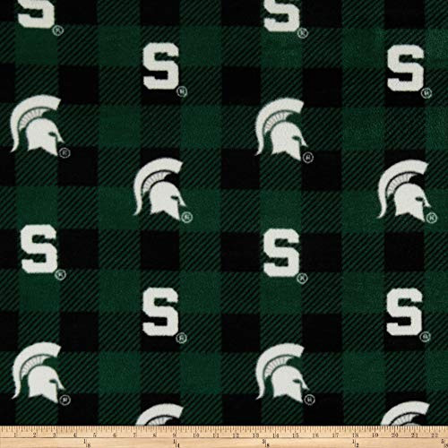 Sykel Enterprises NCAA Michigan State 1190 Buffalo Plaid Fleece Multi  Fabric by the Yard
