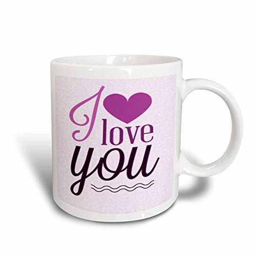 3dRose I Love You In Purple With A Heart Ceramic Mug  11 oz  White