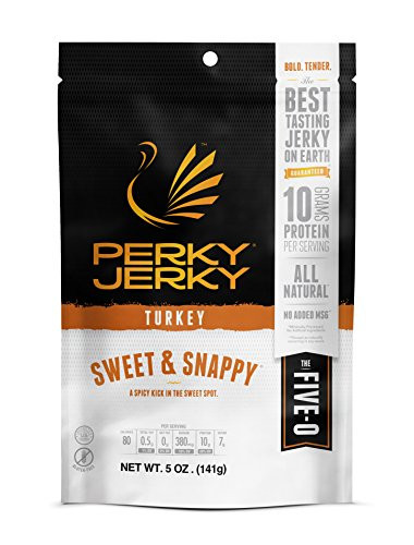 Perky Jerky Sweet and Snappy Turkey Jerky  5 oz bag   Low Sodium   10g Protein per Serving   Low Fat   100 U S  Sourced   Tender Texture