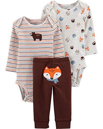 Carter s Baby Boy s 3 Piece Bodysuits and Pants Set  3 Months  Orange Brown