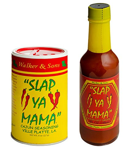 Slap Ya Mama All Natural Louisiana Style Variety Pack  Cajun Original Blend Spice Mix 8 Ounce Can and Cajun Hot Sauce 5 Ounce Bottle