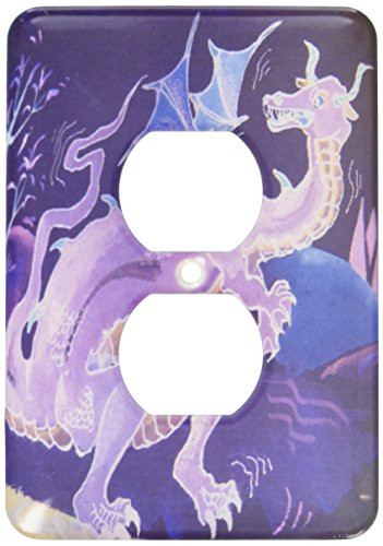 3dRose lsp_34842_6 Two Plug Outlet Cover with Kids Purple Dragon