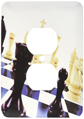 3dRose lsp_155003_6 Chessboard with Various Chess Pieces Concept 2 Plug Outlet Cover