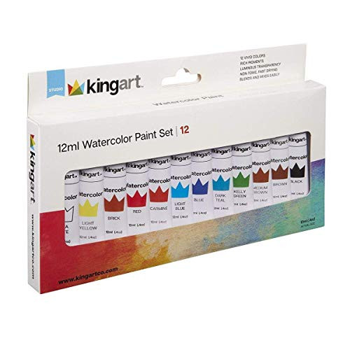 KINGART Studio Watercolor Paint  12 ml   4oz   Set of 12 Colors  Assorted