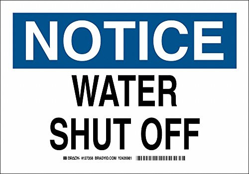 Brady 127360 Fire Safety Sign  Legend Water Shut Off   10  Height  14  Weight  Black and Blue on White