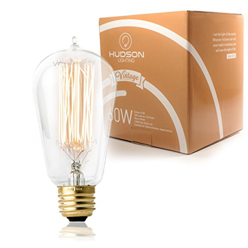 1 Pack - 60 watt Vintage Edison Bulb - Squirrel Cage Filament - 120 volts - Dimmable - 230 Lumens - 2700k - E26 - ST58 Teardrop Top