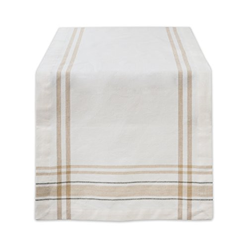 DII 100 Cotton Everyday French Stripe Tabletop Collection  Table Runner  14x72  White Chambray