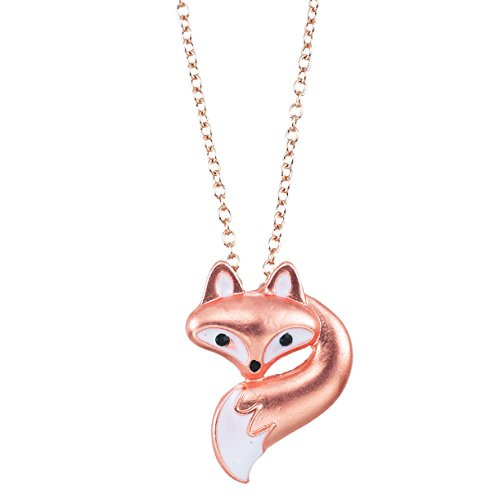 World End Imports Cute Little Fox Head and Tail on 18   Link Chain Necklace with 3   Extension