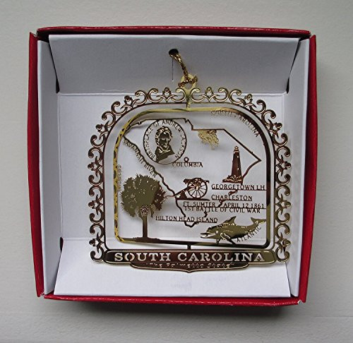 South Carolina Palmetto State Brass ORNAMENT Souvenir Gift