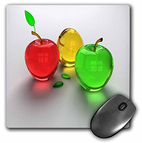 3dRose LLC 8 x 8 x 0 25 Inches Mouse Pad  Glass Apples in Red Yellow and Green  mp 98432 1