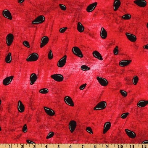 Timeless Treasures Watermelon Slice Seeds Red Quilt Fabric By The Yard  Red