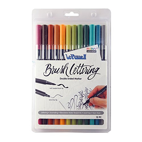 Uchida Primary Colored Brush Lettering 12 Piece Marker Set