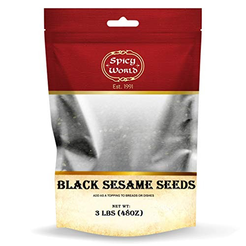 Raw Black Sesame Seeds 3 LB Bag   Natural   By Spicy World