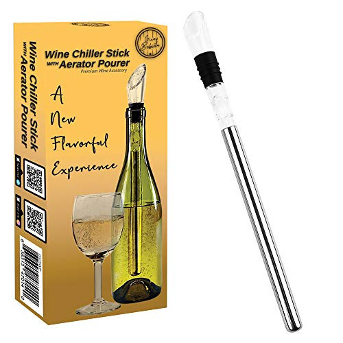 Guay Bebida Wine Chiller Stick and Aerating Pourer   In Bottle Wine Cooler Chilling Rod with Aerator Pourer   Premium Wine Accessory for Iceless Chilled Wine