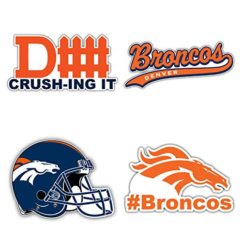 Denver Broncos Set of 4 NFL Football Decals 5  Longer Side