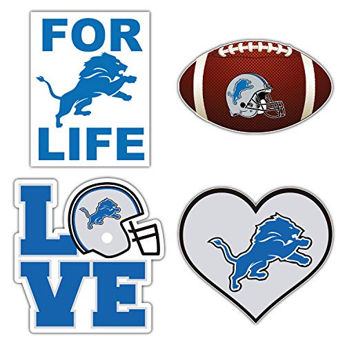Detroit Lions Set of 4 NFL Football Decals 5  Longer Side