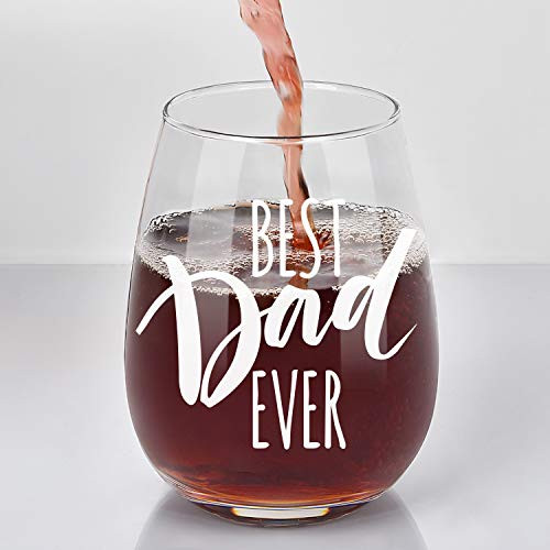 Best Dad Ever Stemless Wine Glass  Dad Wine Glass 15Oz   Dad Gifts for Men  Dad  New Dad  Father  Husband  Fathers Day  Birthday