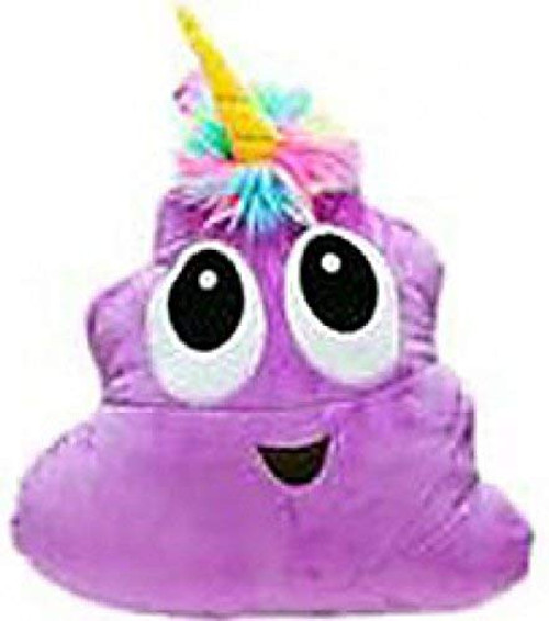 Purple Poo Nicorn Emoji Pillow  The Poo Emoji with a Unicorn Horn and Rainbow Hair