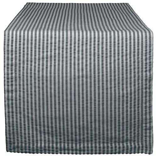 DII Cotton Seersucker Striped Table Runner for Dinning Room  Foyer Summer Parties and Everyday Use  14x72   Mineral Gray and White