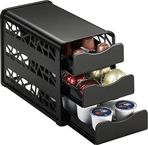 Java Concepts - 3-Tier Drawer for Keurig, iCoffee, Nespresso, Verismo. Fits in Cabinet or Countertop. Black. 24 ct