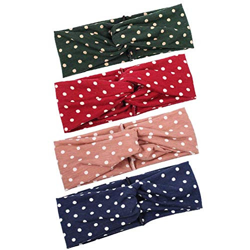Boho Style Twisted Turban Headbands for Women Girls Polka Dots Printed Elastic Sports Criss Cross Headband Yoga Workout Running Hair Bands Headwrap Hair Accessories 4pcs Boho Style Twisted Turban Headbands for Women Girls Polka Dots Printed Elastic Sports Criss Cross Headband Yoga Workout Running Hair Bands Headwrap Hair Accessories 4pcs