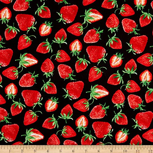Kanvas Strawberry Fields Forever Strawberry Festival Black Quilt Fabric By The Yard