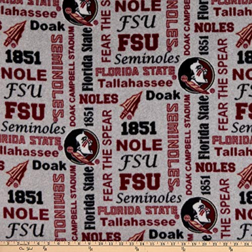 Sykel Enterprises NCAA Florida State Seminoles Heather Verbiage Fleece  Multi Yard