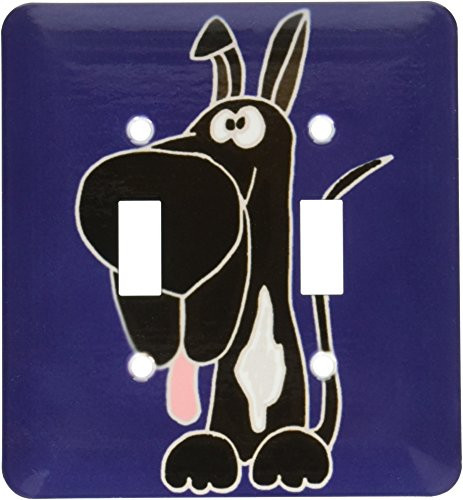 3dRose lsp_200136_2 Funny Black Great Dane Puppy Dog with White Chest Art Light Switch Cover