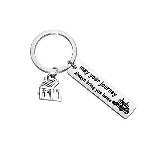 BAUNA Drive Safe Keychain Truck Gifts May Your Journey Always Bring You Home Keychain New Truck Driver Gifts for Men Son Husband Boyfriend Long Distance Gift  Truck Driver Keychain