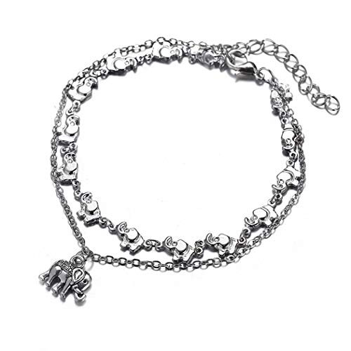 CanB Silver Layered Anklet Bracelet Boho Beach jewelry Elephant Pendant Foot Chain Charm Ankle Bracelet Fashion Foot Jewelry for Women Girls CanB Silver Layered Anklet Bracelet Boho Beach jewelry Elephant Pendant Foot Chain Charm Ankle Bracelet Fashion Foot Jewelry for Women Girls