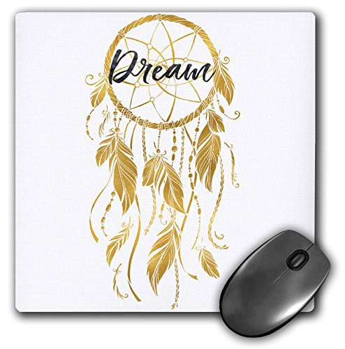 3dRose Mouse Pad Picturing Gold Inspirational Dream Catcher  8 x 8   mp 271090 1