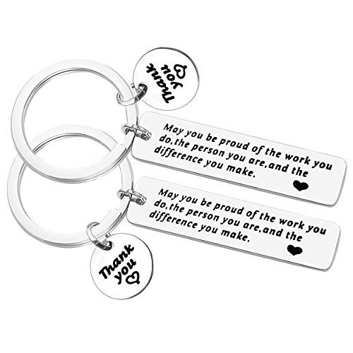 Employee Thank You Gift Appreciation Jewelry Keyring You Make A Difference Keychain Stainless Steel Keyring for Volunteer Social Worker Coach Mentor Appreciation Jewelry Gift  2pack