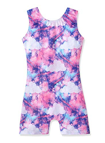 girls biketards gymnastics dance leotard unitard unicorn size 6 7 purple rainbow