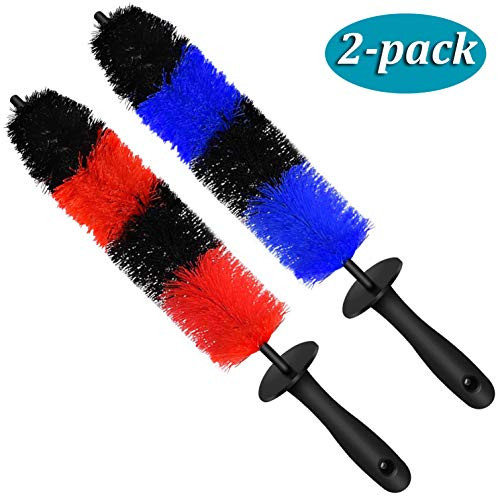 Linkhood 2 Pack Master Wheel Brush  Easy Reach Wheel and Rim Detailing Brush 18 Long Soft Bristle  Car Wheel Brush  Rim Tire Detail Brush Multipurpose use for Wheels Rims Exhaust Tips Motorcycles
