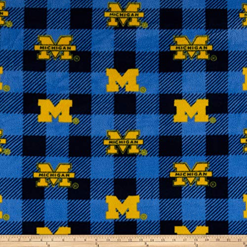 Sykel Enterprises NCAA Michigan 1190 Buffalo Plaid Fleece Multi  Fabric by the Yard