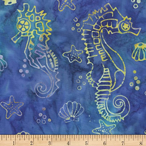 Michael Miller Seahorse Batik  Yard  Marine
