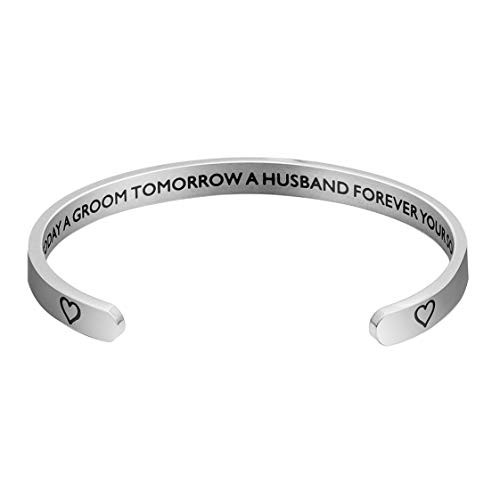 JINGMARUO Mother of the Groom Cuff Bangle Bracelet Gift from Groom to Mom Wedding Gift for Mother in Law from Bride  Today a Groom Tomorrow a Husband Forever You Son