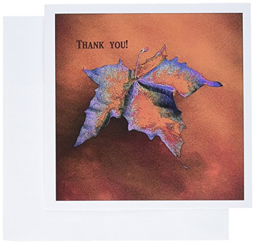 3dRose Elegant Maple Leaf Thank you  Orange and Purple   Greeting Cards  6 x 6 inches  set of 6  gc 77294 1