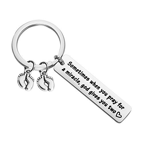AKTAP Mom of Twins Gift Sometimes When You Pray for a Miracle god Gives You Two Twin Mom Dad Keychain Gift Twin Mom Jewelry Gifts for Mothers Day Twins Mom Keychain AKTAP Mom of Twins Gift Sometimes When You Pray for a Miracle god Gives You Two Twin Mom Dad Keychain Gift Twin Mom Jewelry Gifts for Mothers Day Twins Mom Keychain