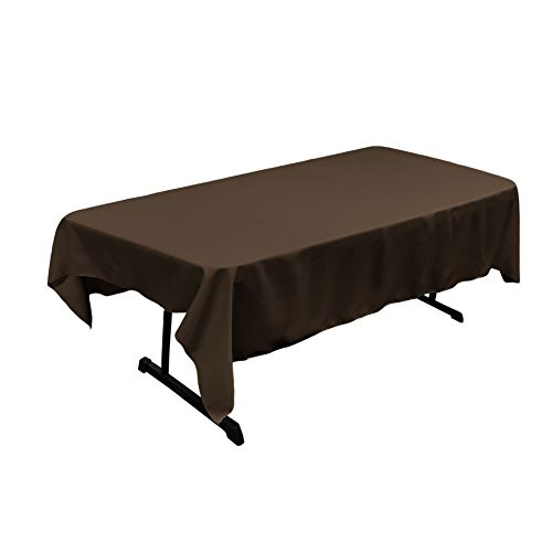 LA Linen Polyester Poplin Rectangular Tablecloth  60 x 84  Brown