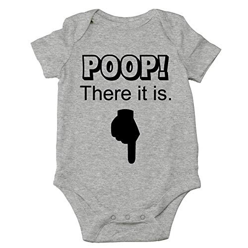 Crazy Bros Tees Poop There It is Funny Cute Novelty Infant One Piece Baby Bodysuit  Newborn  Heather Grey
