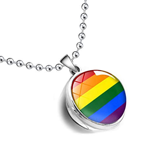 CENWA LGBT Gay Pride Rainbow Time Gemstone Double Sided Glass Ball Pendant Necklace LGBT Lesbian Jewelry Roy CENWA LGBT Gay Pride Rainbow Time Gemstone Double Sided Glass Ball Pendant Necklace LGBT Lesbian Jewelry Roy