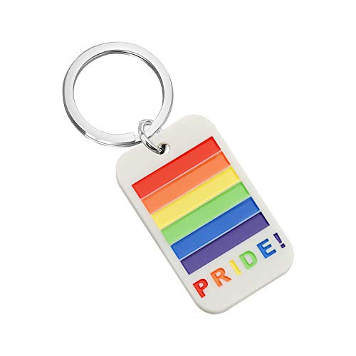 CENWA LGBT Gay Pride Rainbow Dog Tag Necklace Keychain LGBT Lesbian Jewelry Gift For Men Women keychain white CENWA LGBT Gay Pride Rainbow Dog Tag Necklace Keychain LGBT Lesbian Jewelry Gift For Men Women keychain white