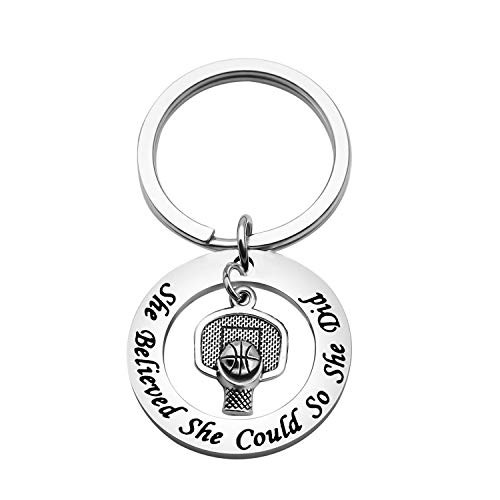 CHOORO Inspirational Gift Inspirational Keychain She Believed She Could Keychain Basketball Player Gift Basketball Charm Gift Basketball Team Gift  she Believed she Could kr